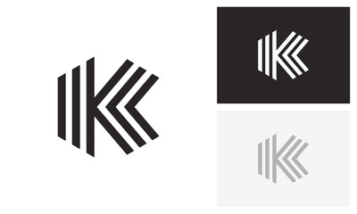 Obraz premium Abstract Letter K Parallel Lines Geometric Monogram