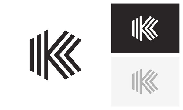 Abstract Letter K Parallel Lines Geometric Monogram