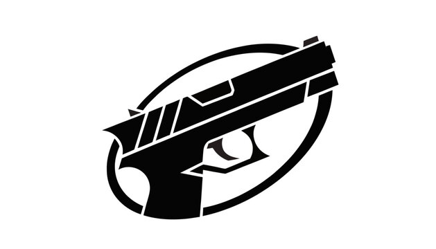 black pistol icon, gun symbol, isolated
