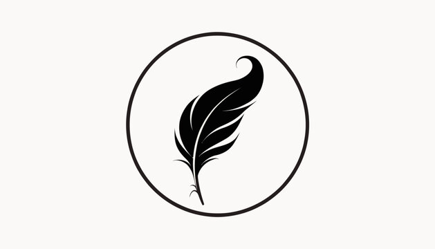 black feather icon in circle, simple logo design