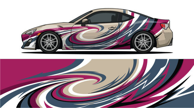 Stylish Sport Car With Swirl Design