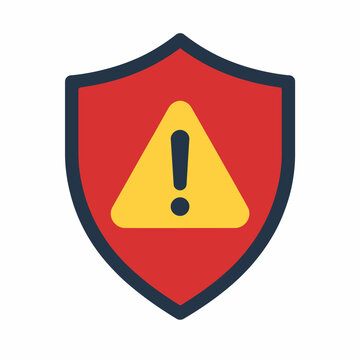 Security Shield Icon Featuring a Yellow Warning Triangle with Exclamation Point Symbol for Digital Protection and System Safety Alerts