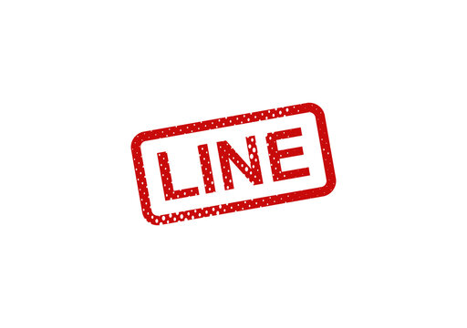 Red line stamp with word line illustration