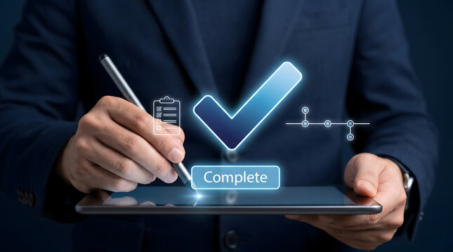 Workflow progress tracking interface showing completion status, checklist management, and process optimization