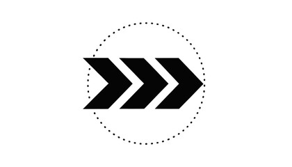 Fototapeta premium Abstract Geometric Forward Arrow Symbol with Dotted Circle on White Background