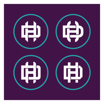 Modern DH or HD monogram logo set in circles on a dark purple background for branding identity.