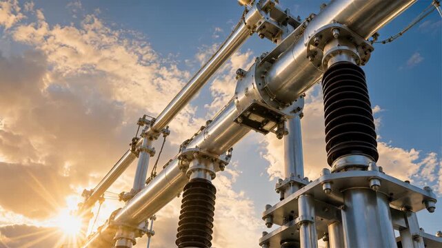 High Voltage Insulators and Busbars at Substation Sunrise