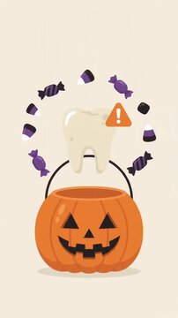 Halloween Candy and Dental Health, 2D Flat Vector Animation 