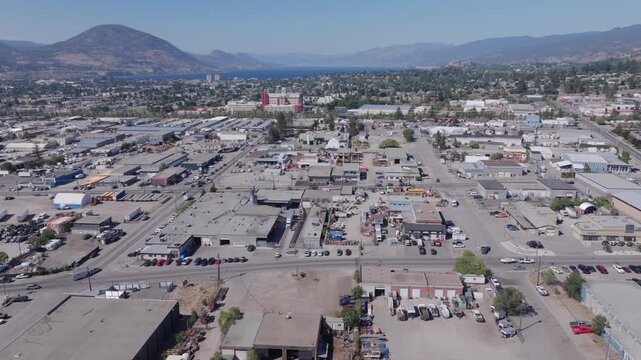 Drone footage above the City of Penticton in Canada during summer
