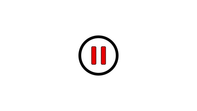 Pause icon animation glowing media player control pause button circle animation.