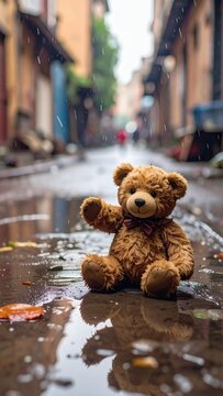 teddy bear on the street