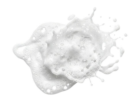 White soap foam splash with bubbles isolated on transparent background for hygiene and cleaning products
