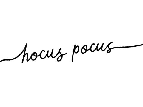 Handwritten Hocus Pocus Text on White Background
