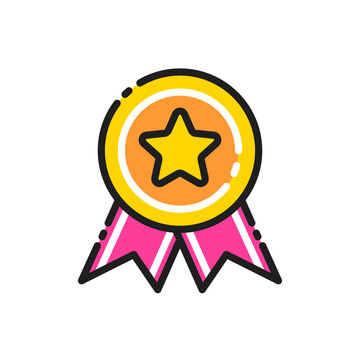 Medal award with ribbons icon