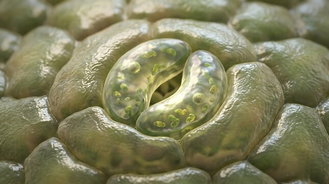 Stomata Open and Closing on Plant Leaf Surface Science Visualization
