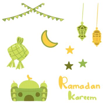 Collection of Ramadan-themed stickers for decoration