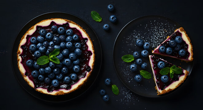 Blueberry Tart with Fresh Leaves