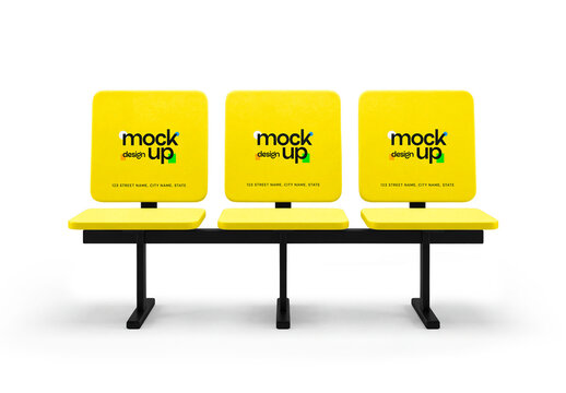 Outdoor Metal Bench Advertising Mockup