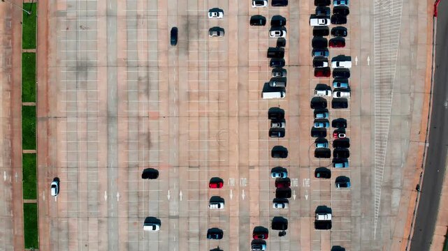 Summer Day drone footage over Jacob Riis Beach Parking Lot Queens, New York City.