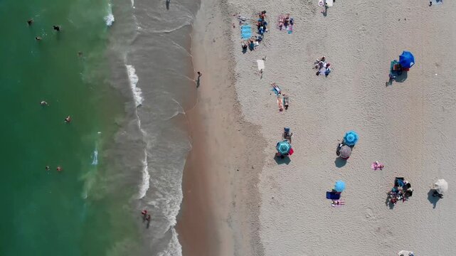 Summer Day drone footage over Jacob Riis Beach Queens, New York City.