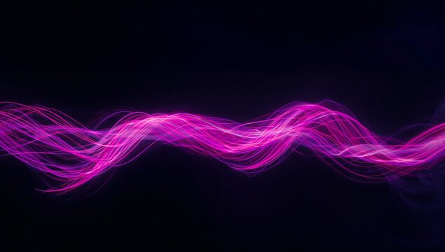 Abstract flowing vibrant pink wave on a dark background