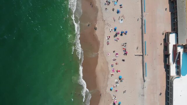 Summer Day drone footage over Jacob Riis Beach Queens, New York City.