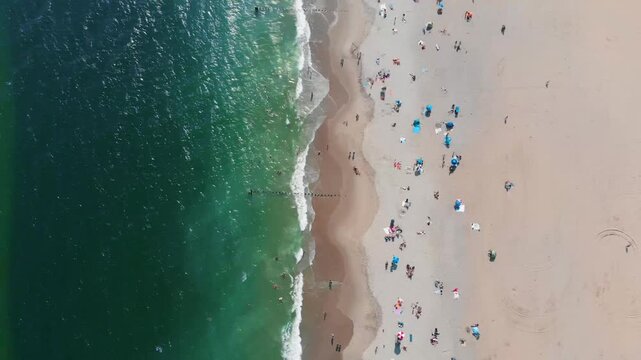 Summer Day drone footage over Jacob Riis Beach Queens, New York City.