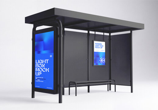Bus Stop Light Box Mockup