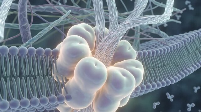 Cell Membrane Protein Complex Interaction with Fibers