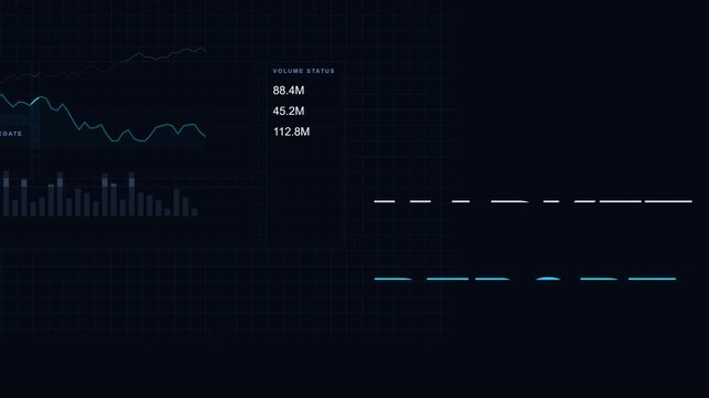 Abstract Financial Market Data Analytics Dashboard Displaying Real Time Trends and Statistical Graphs for Corporate Investment Strategy Monitoring