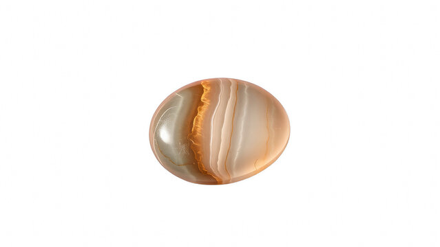Polished banded agate gemstone isolated on black