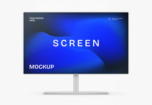 Modern Desktop Monitor Screen Mockup on White Background