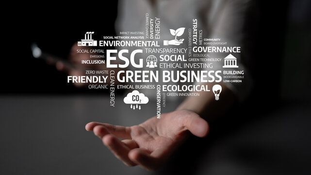 Conceptual image illustrating ESG principles in green business. Focus on the importance of ethical practices, sustainability, and ecological impact in modern enterprises. Tessel