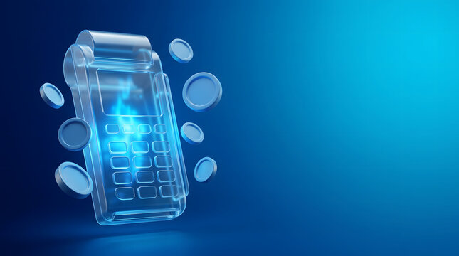 Digital payment gateway hologram featuring smartphone interface and coin symbols for modern online transaction solutions