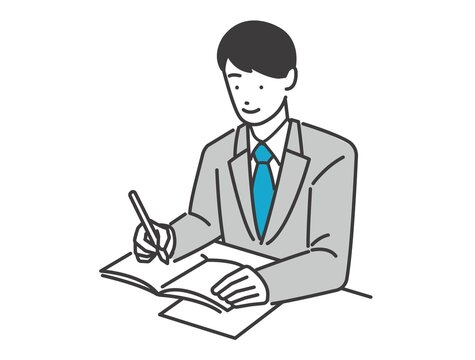 勉強をする学生のベクターイラスト素材／制服／高校生／中学生