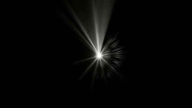 optical shine light lens flares animation. Seamless loop dynamic kinetic bright star light rays effect on black background. Dynamic light rays