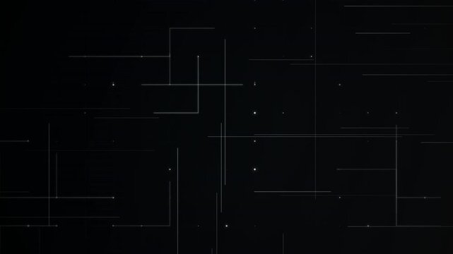 Minimalist white lines connecting on a black background, grid motion graphics, perfect for digital interface design, tech presentations and UI kits