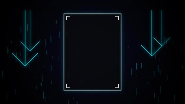 Futuristic neon countdown timer from five to one in a glowing digital frame, ideal for video intros, gaming streams and tech presentations
