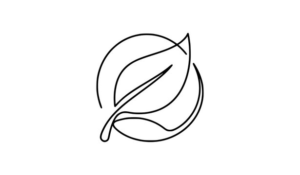 Single Continuous Line Eco Leaf Symbol for Sustainable Energy Design