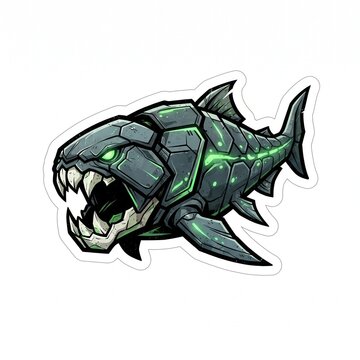 Terrifying Prehistoric Dunkleosteus Armored Fish Vector Sticker Logo