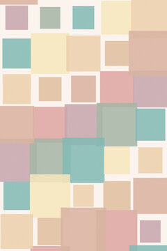 A muted mosaic of softly layered squares and rectangles in beige, sage, rose, and teal offers a warm understated backdrop for interiors, branding, stationery, and packaging.