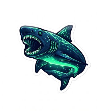 Nightmarish Deep Sea Cookiecutter Shark Vector Sticker Logo