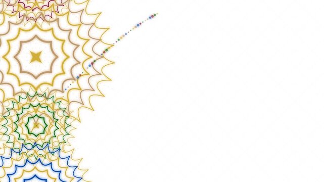 Colorful geometric mandala line art blooming on a grid background, concept for graphic design, video intros and motion art