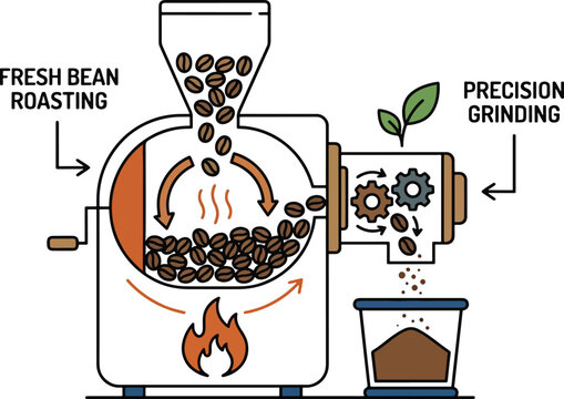 Coffee Roasting and Grinding Process Infographic