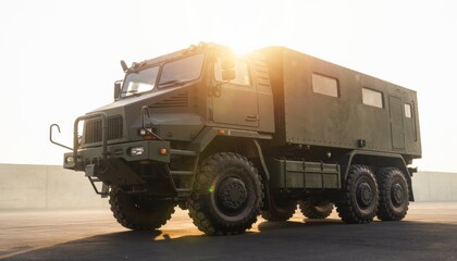 Obraz premium Military Expedition 6x6 Truck at Sunset