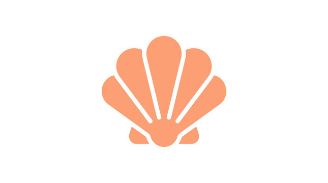 Orange scallop shell flat icon graphic.