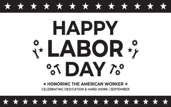 Happy Labor Day Banner Vector American Worker Celebration Stars Graphic