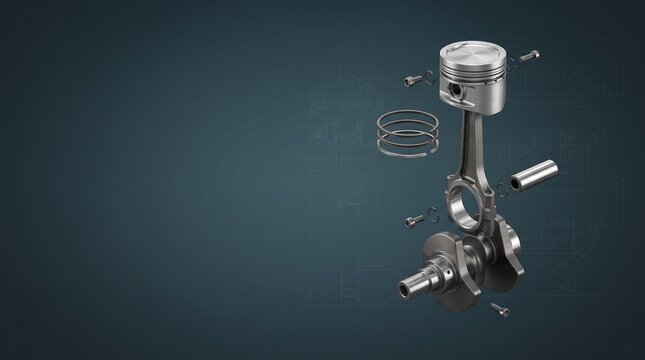 Mechanical Engineering Background with Piston Assembly for Technical Presentation