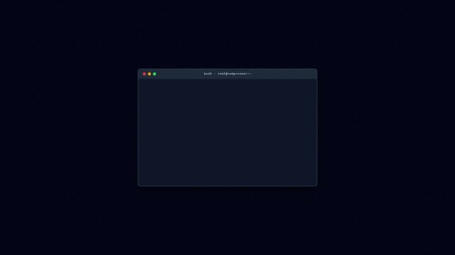Zip file compression and data storage progress in terminal window