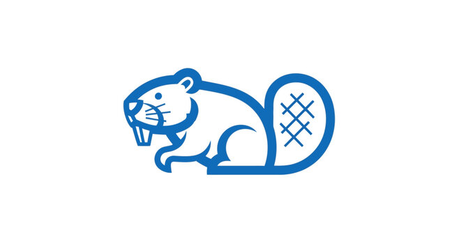 Blue beaver outline logo for industrious branding.